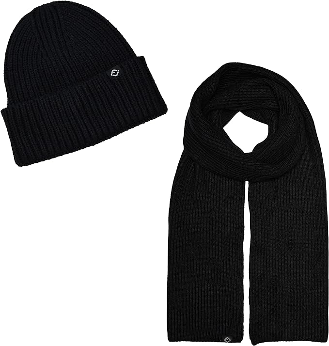 Ribbed Knit Beanie & Scarf Set by Funky Junque