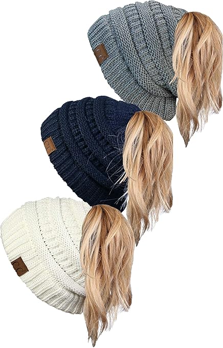Ponytail Messy Bun Beanie - Multipacks