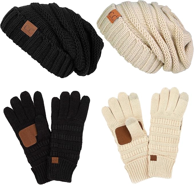 Oversized Beanie & Gloves Matching Set