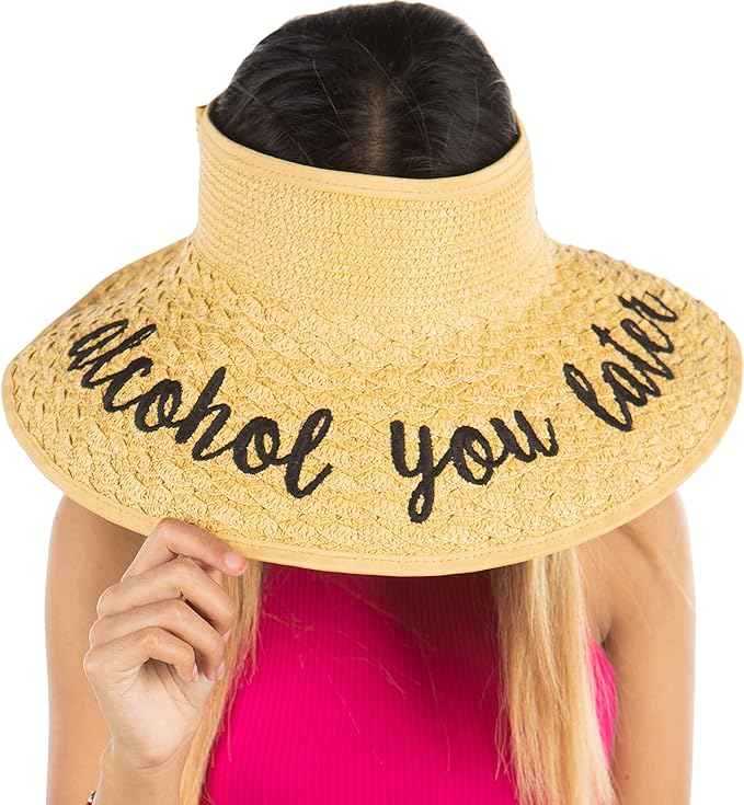 Funky Junque Women’s Straw Roll Up Sun Visor