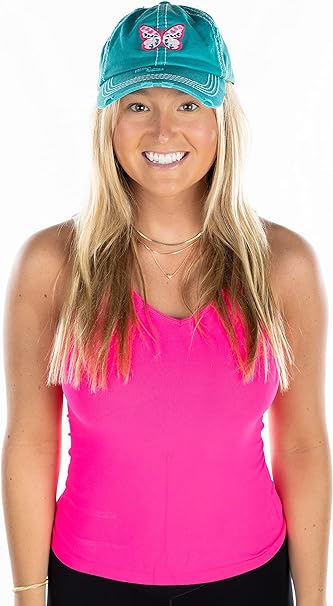 Butterfly Hearts Distressed Patch Hat by Funky Junque