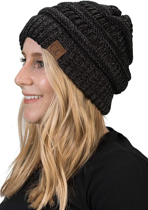 Marled Cable Knit Slouchy Beanies