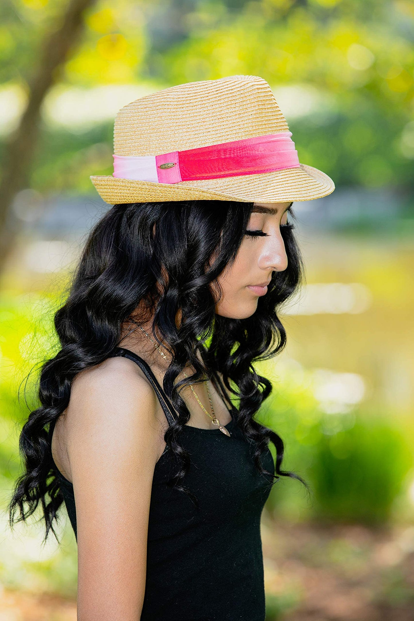 Decorative Band Straw Summer Fedora by Funky Junque
