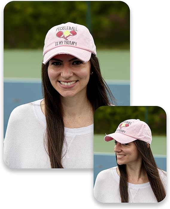 Pickleball is My Therapy Distressed Patch Hat by Funky Junque
