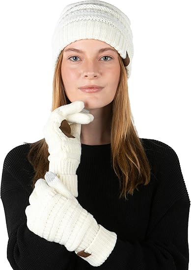 Oversized Beanie & Gloves Matching Set