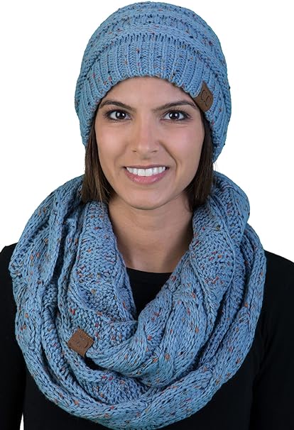 Confetti Knit Beanie & Infinity Scarf Matching Set by Funky Junque