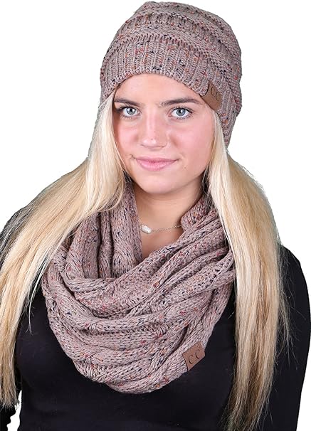 Confetti Knit Beanie & Infinity Scarf Matching Set by Funky Junque