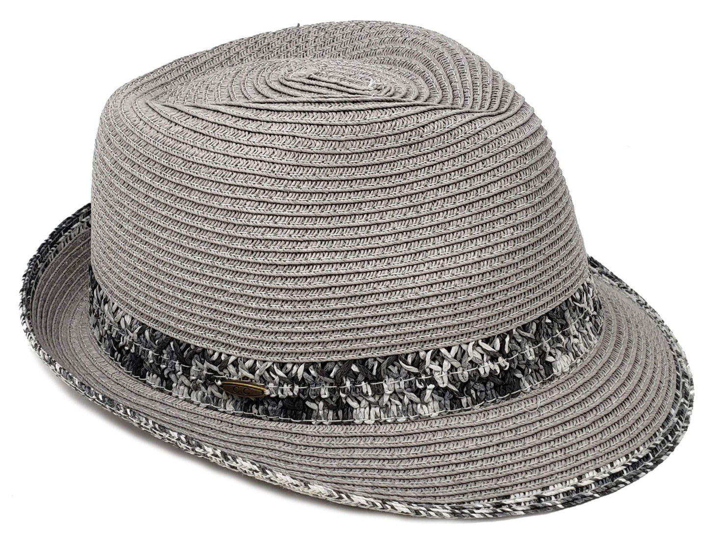 Multicolor Woven Band Straw Summer Fedora by Funky Junque