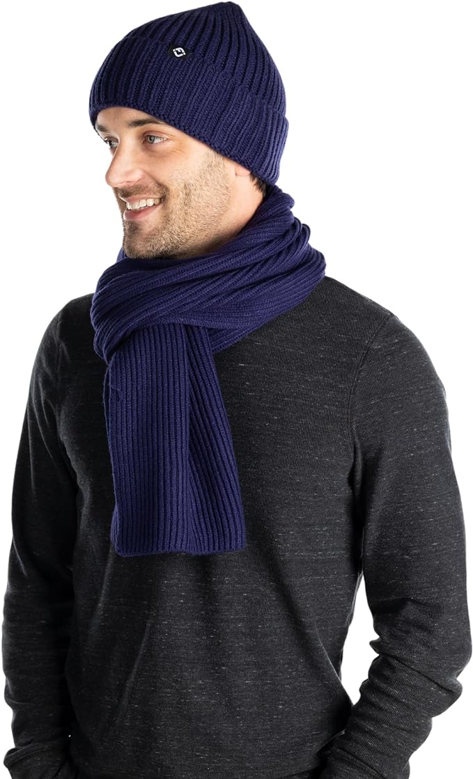 Ribbed Knit Beanie & Scarf Set by Funky Junque