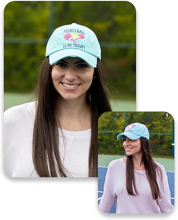 Pickleball is My Therapy Distressed Patch Hat by Funky Junque