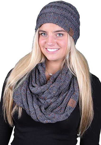 Confetti Knit Beanie & Infinity Scarf Matching Set by Funky Junque