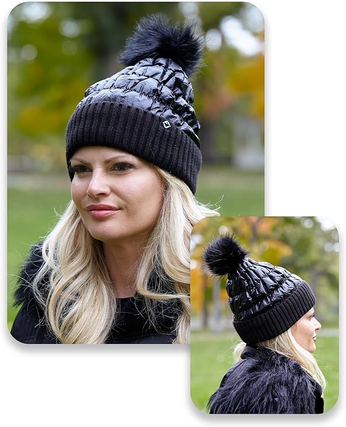 Puffer Beanie Faux Fur Pom by Funky Junque