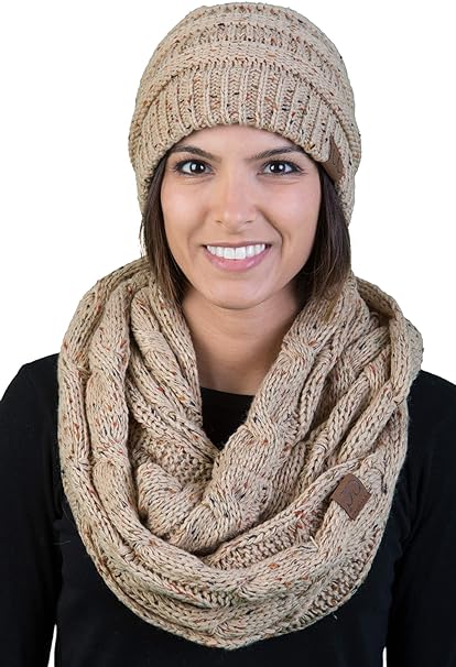 Confetti Knit Beanie & Infinity Scarf Matching Set by Funky Junque
