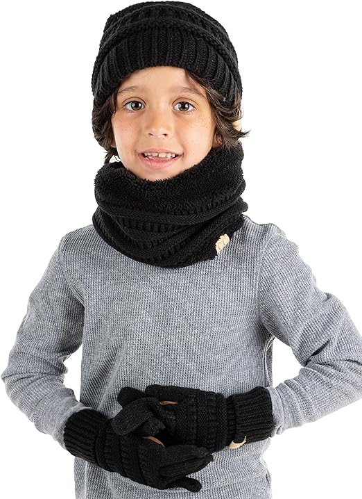 Kids Beanie, Neck Warmer & Gloves Matching Set by Funky Junque