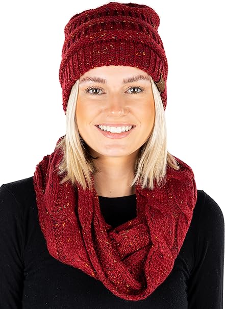 Confetti Knit Beanie & Infinity Scarf Matching Set by Funky Junque