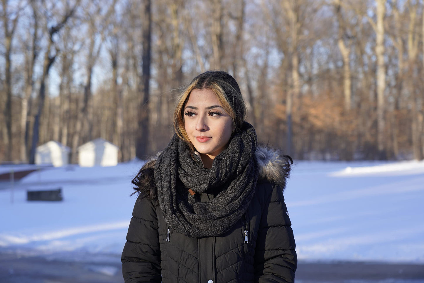 Multicolor Oversized Slouchy Beanie & Infinity Scarf Set by Funky Junque