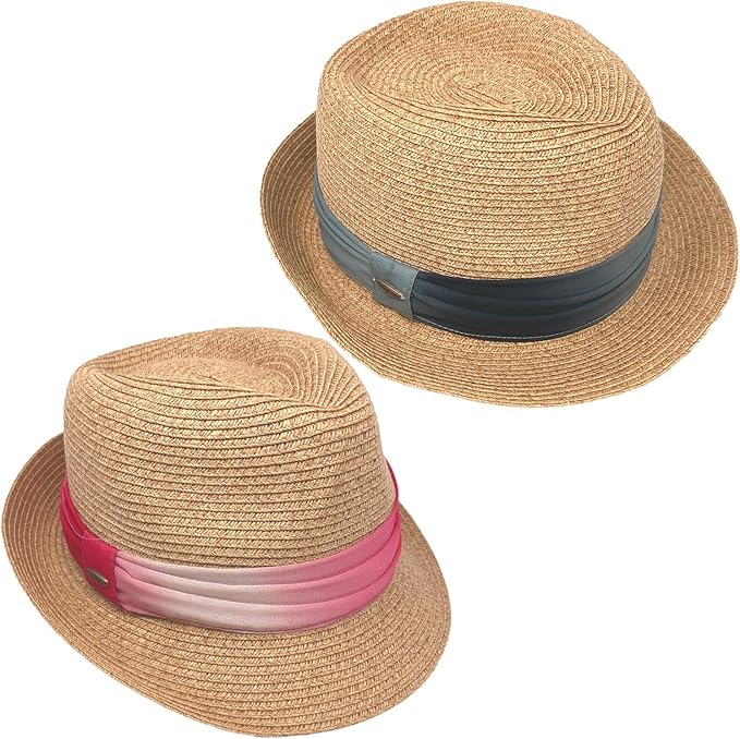 Decorative Band Straw Summer Fedora by Funky Junque