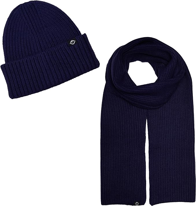 Ribbed Knit Beanie & Scarf Set by Funky Junque