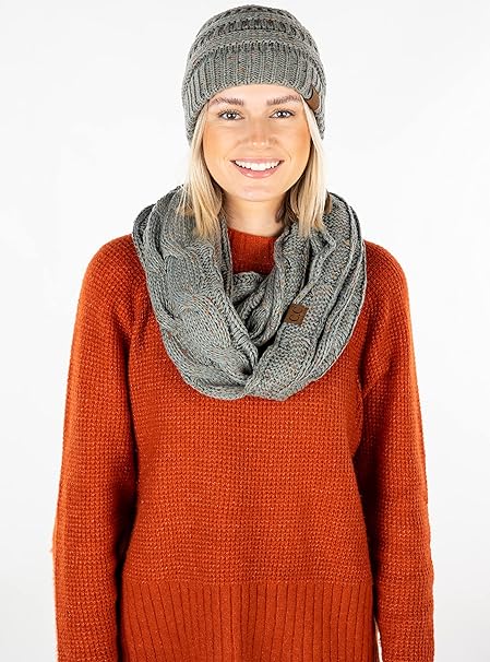 Confetti Knit Beanie & Infinity Scarf Matching Set by Funky Junque