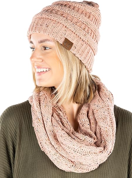 Confetti Knit Beanie & Infinity Scarf Matching Set by Funky Junque