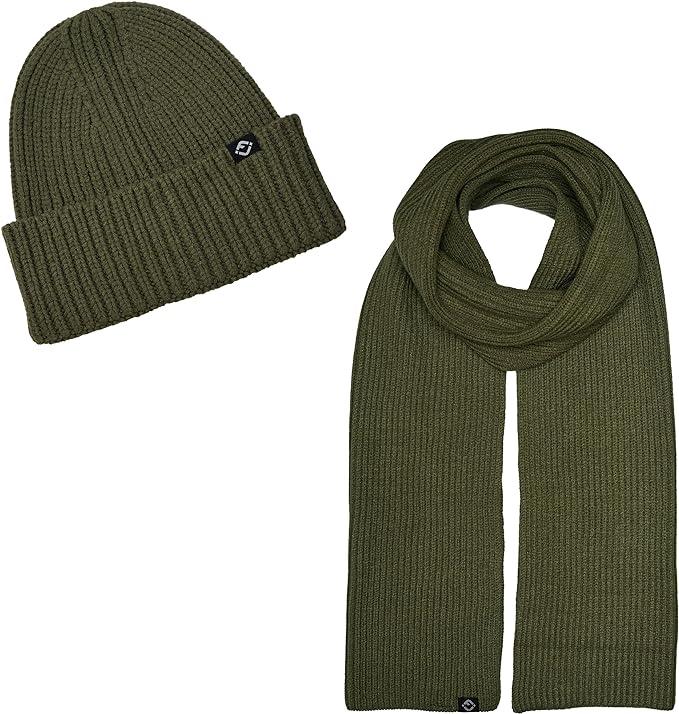 Ribbed Knit Beanie & Scarf Set by Funky Junque