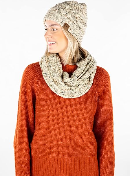 Confetti Knit Beanie & Infinity Scarf Matching Set by Funky Junque