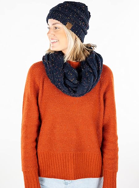 Confetti Knit Beanie & Infinity Scarf Matching Set by Funky Junque