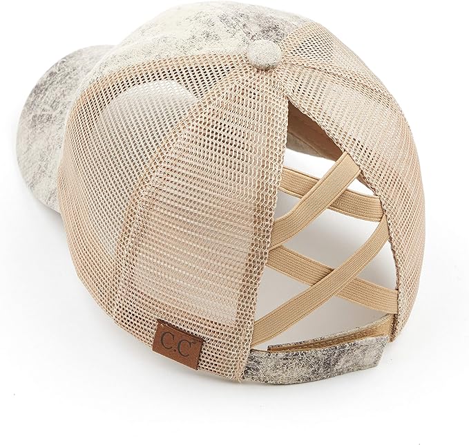 Faux Leather Snakeskin Criss Cross Ponytail Hat by Funky Junque