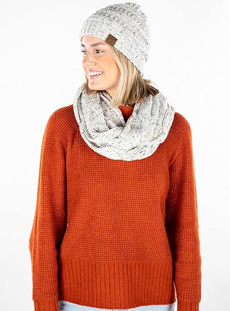 Confetti Knit Beanie & Infinity Scarf Matching Set by Funky Junque