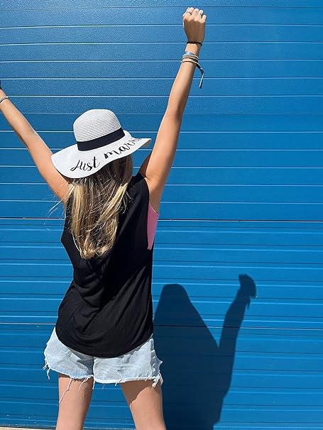 Just Married Embroidered Sun Hat by Funky Junque