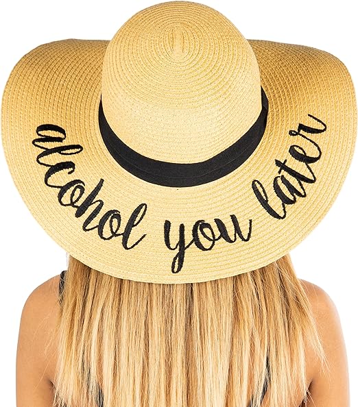Alcohol You Later Embroidered Sun Hat by Funky Junque