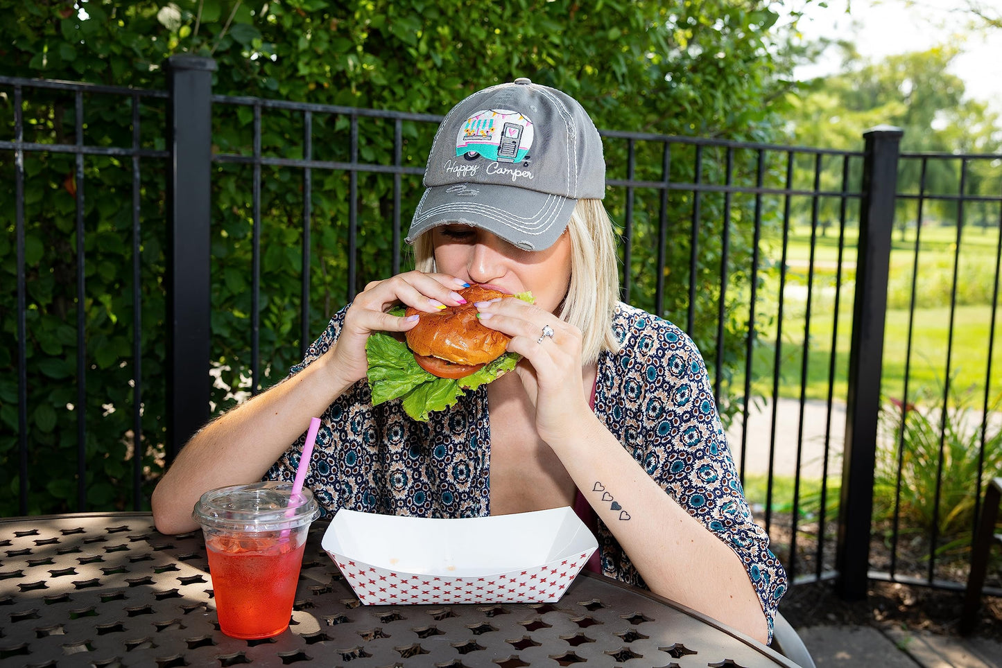 Happy Camper Distressed Patch Hat by Funky Junque