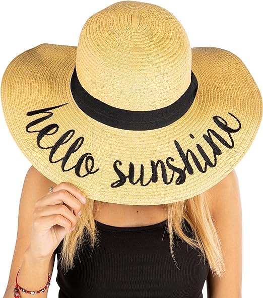 Hello Sunshine Embroidered Sun Hat by Funky Junque