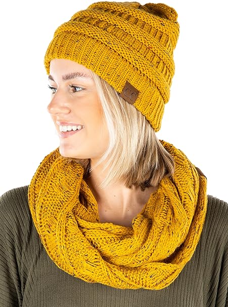 Confetti Knit Beanie & Infinity Scarf Matching Set by Funky Junque