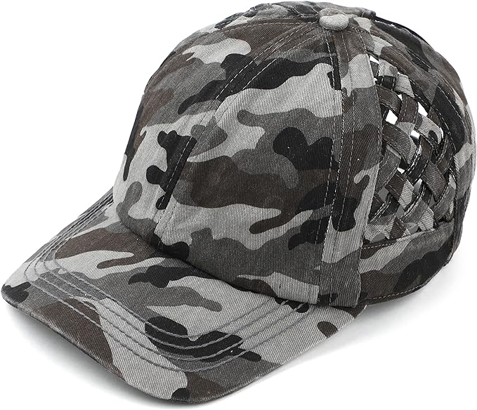 Basketweave Criss Cross Ponytail Hat by Funky Junque