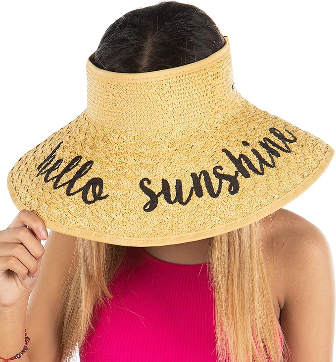 Funky Junque Women’s Straw Roll Up Sun Visor