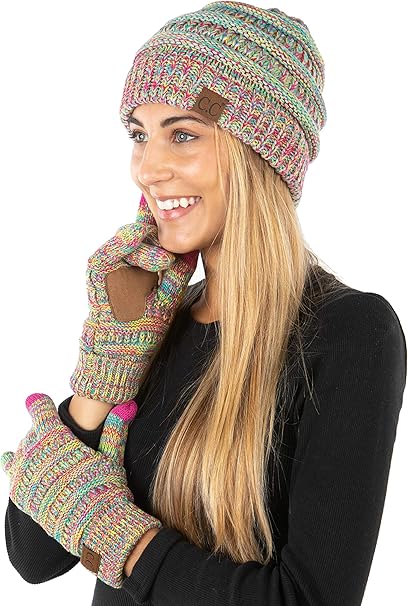 Slouchy Beanie & Gloves Matching Set