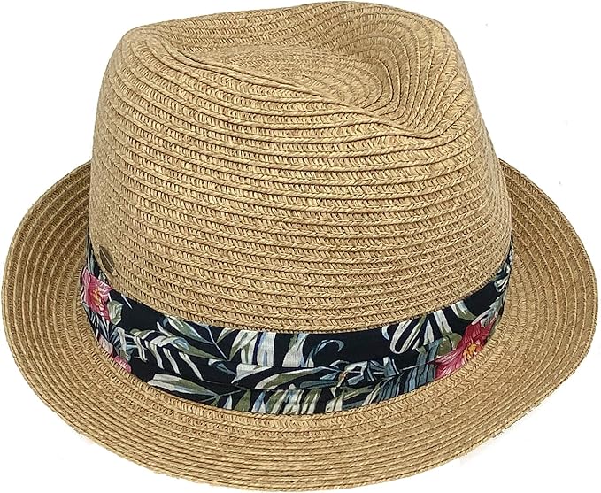 Decorative Band Straw Summer Fedora by Funky Junque