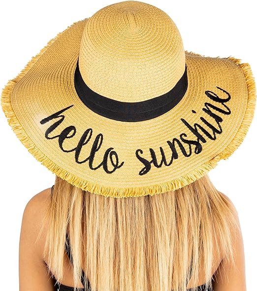 Hello Sunshine Embroidered Sun Hat by Funky Junque