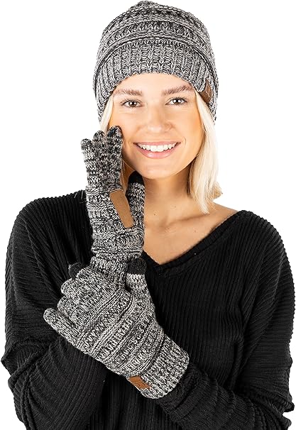 Slouchy Beanie & Gloves Matching Set
