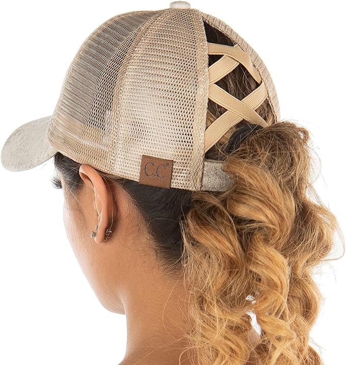 Faux Leather Snakeskin Criss Cross Ponytail Hat by Funky Junque