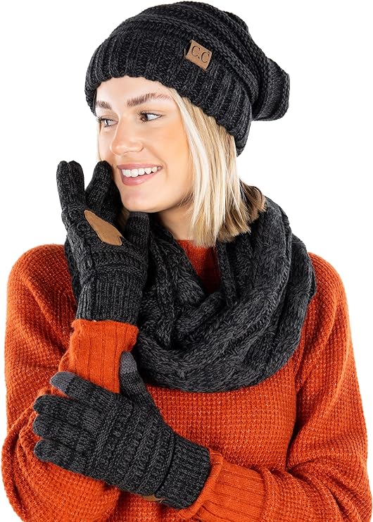 Confetti Matching Infinity Scarf, Oversized Beanie & Gloves Set by Funky Junque