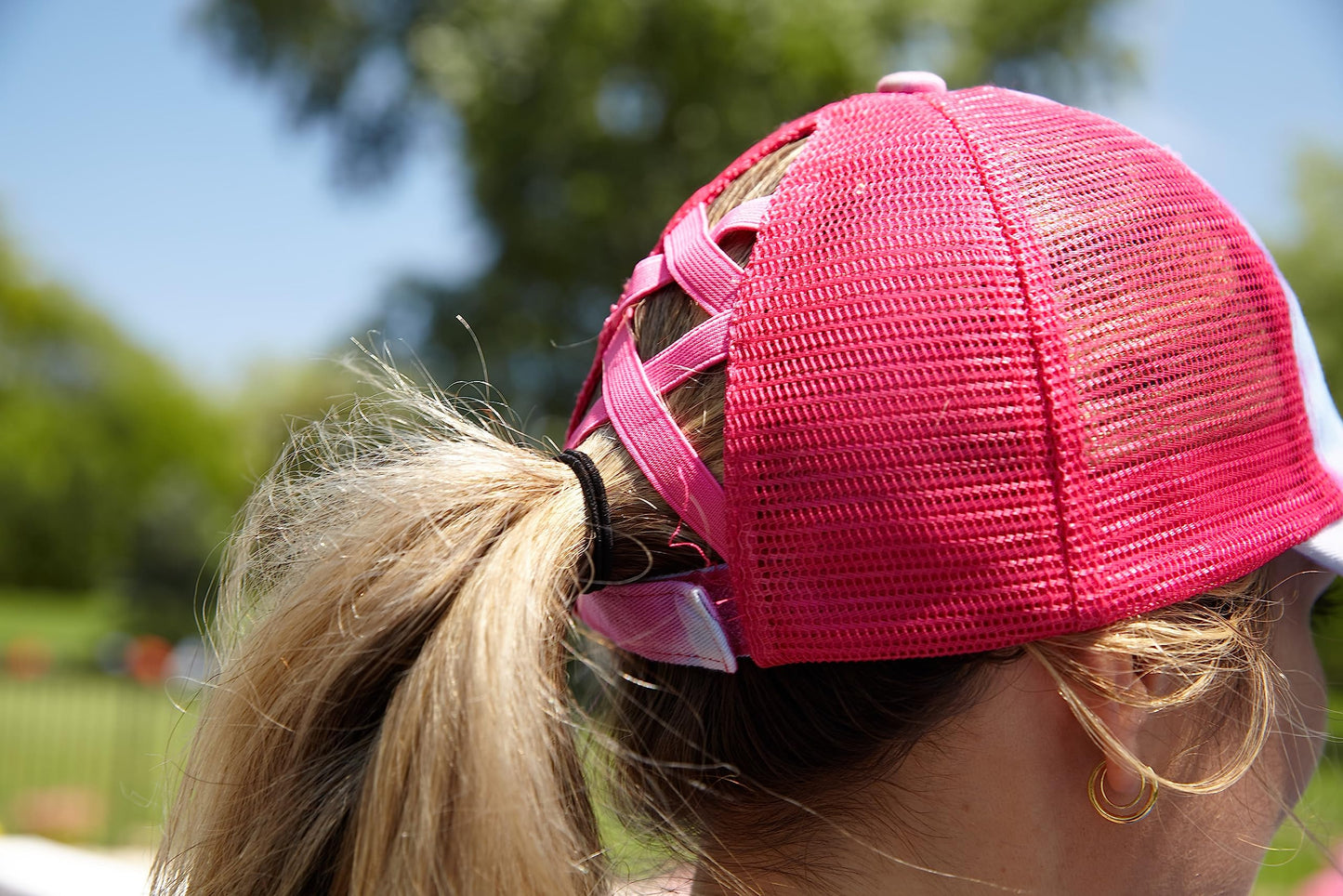 Tie Dye Criss Cross Ponytail Hat by Funky Junque