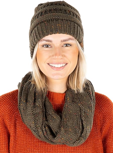 Confetti Knit Beanie & Infinity Scarf Matching Set by Funky Junque