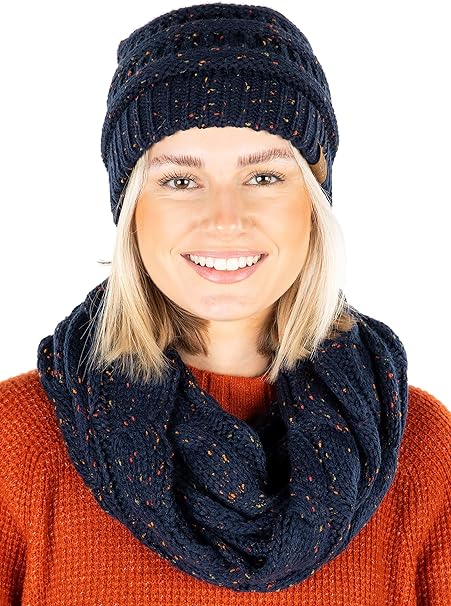 Confetti Knit Beanie & Infinity Scarf Matching Set by Funky Junque