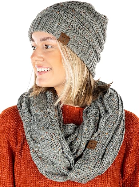 Confetti Knit Beanie & Infinity Scarf Matching Set by Funky Junque