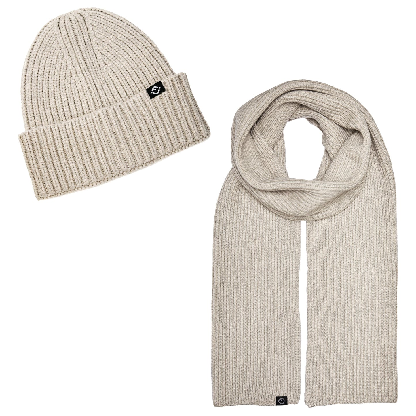 Ribbed Knit Beanie & Scarf Set by Funky Junque