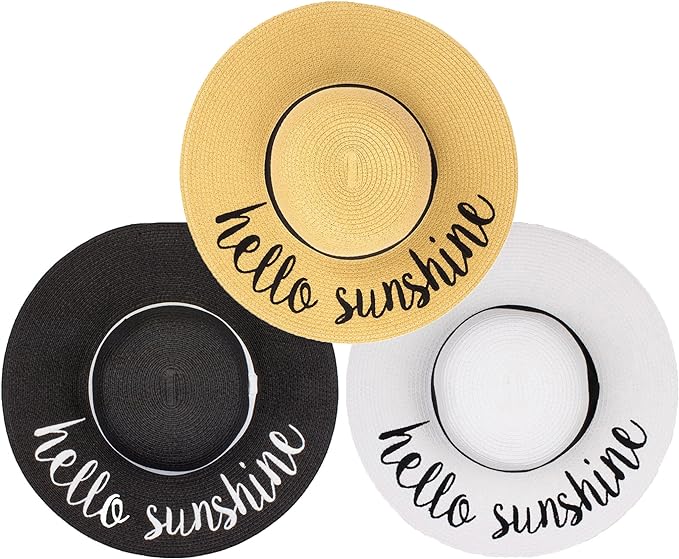 Hello Sunshine Embroidered Sun Hat by Funky Junque