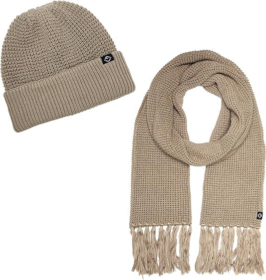 Waffle Knit Beanie & Scarf Set by Funky Junque