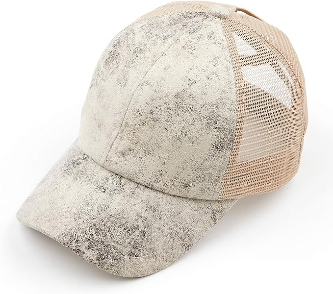 Faux Leather Snakeskin Criss Cross Ponytail Hat by Funky Junque